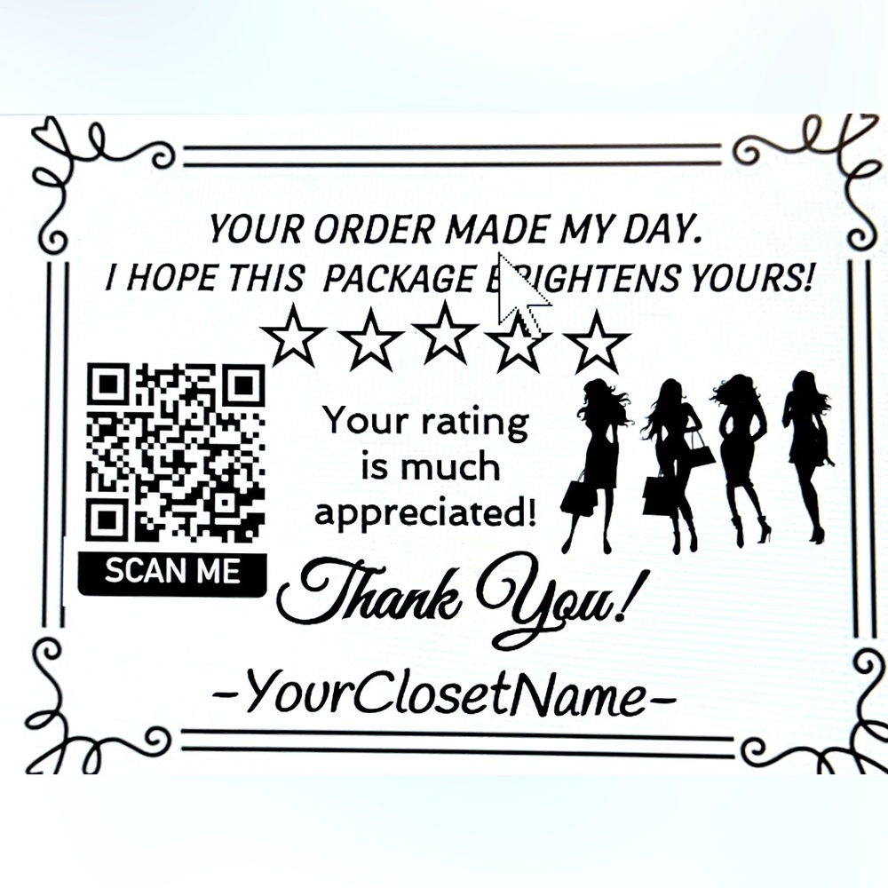 🍂 Custom Thank You Stickers posh closet name + QR CODE Your order made my day